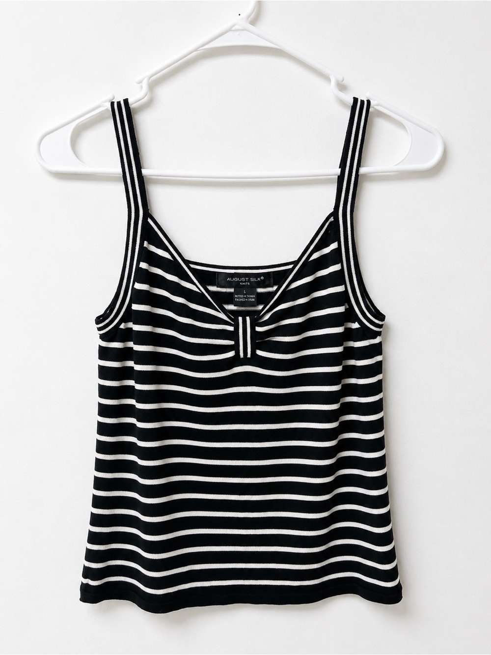⭐️3/$20 August Silk Women’s L Black White Striped Knit Tank Top Sleeveless